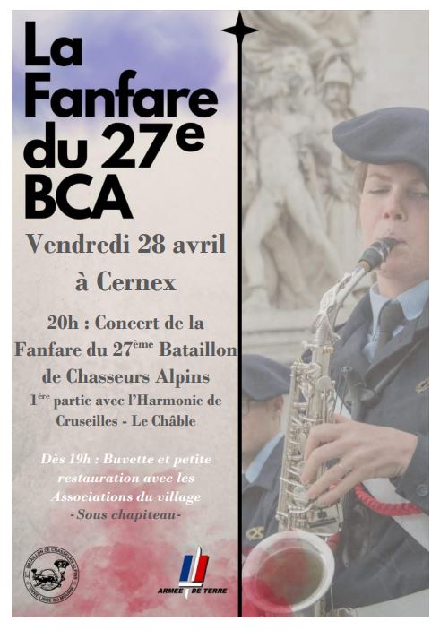 affiche Concert de la Fanfare du 27eBCA avril 2023
